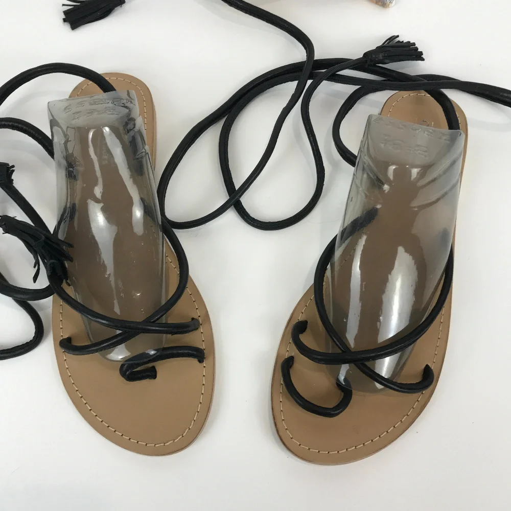 NWOT ASOS Leather toe/ankle wrap sandals Sz 8